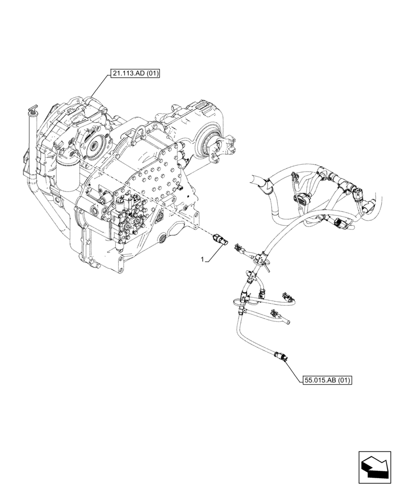 Схема запчастей Case IH FARMLIFT 935 - (55.021.AB) - TRANSMISSION, PRESSURE SWITCH (55) - ELECTRICAL SYSTEMS