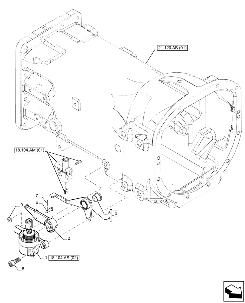 Схема запчастей Case IH FARMALL 115C - (18.104.AS[01]) - VAR - 333068, 333069, 390068 - PTO CLUTCH, CYLINDER, CAB (18) - CLUTCH