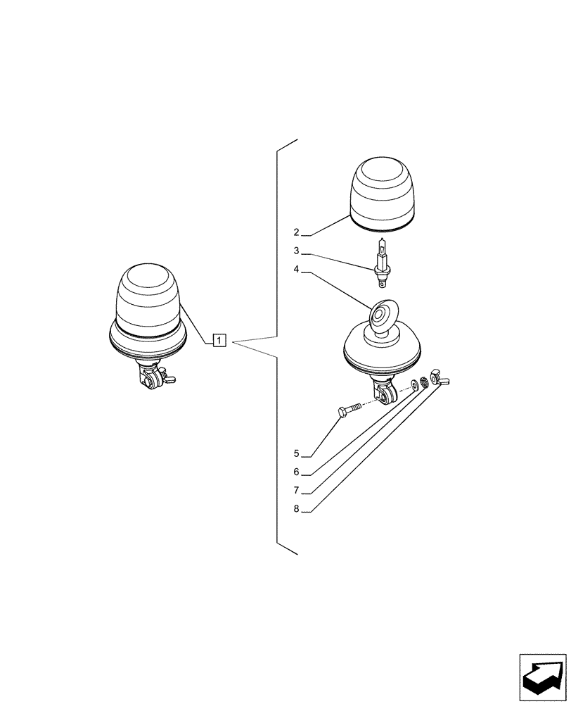 Схема запчастей Case IH PUMA 240 CVT - (55.404.AC[03]) - VAR - 758167, 758168, 758169 - BEACON, COMPONENTS (55) - ELECTRICAL SYSTEMS