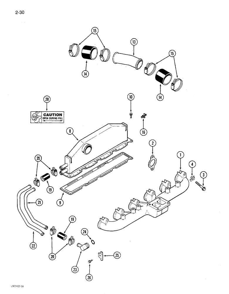 Схема запчастей Case IH 1680 - (2-030) - MANIFOLDS, 6TA-830 ENGINE, EXHAUST MANIFOLD (01) - ENGINE