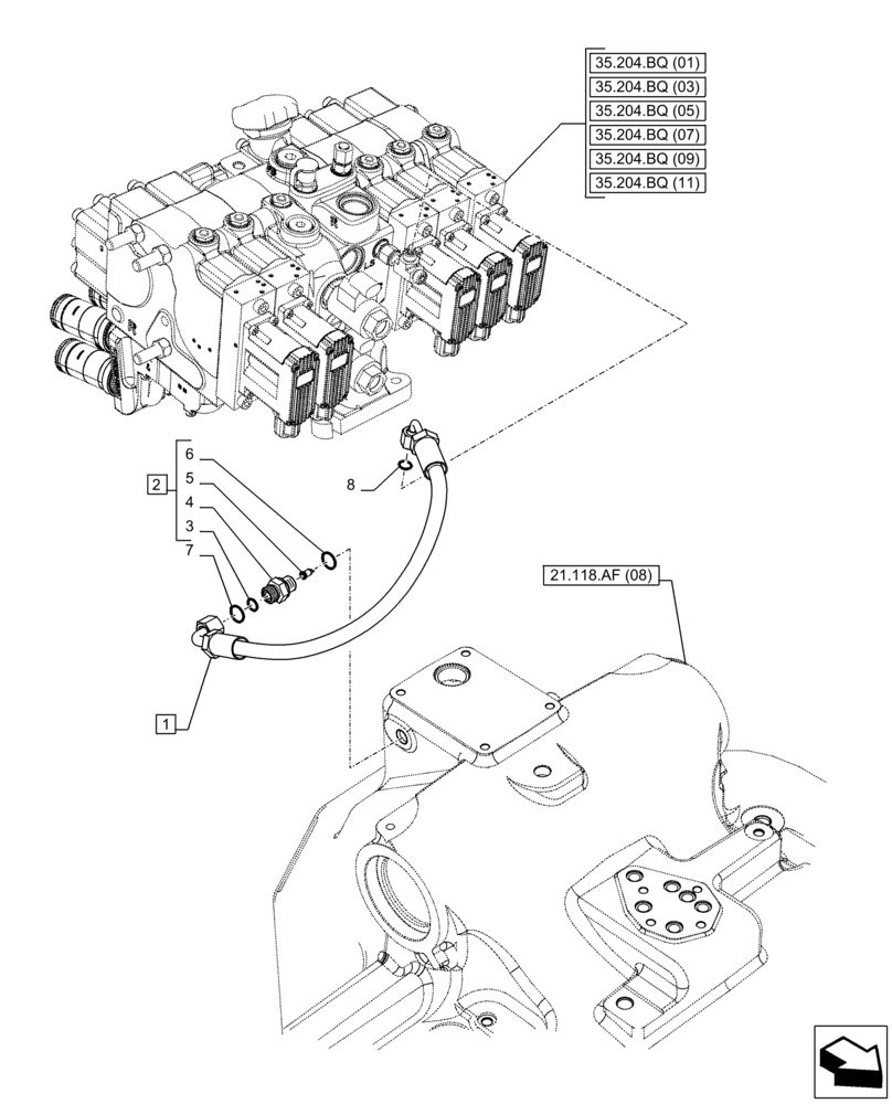 Схема запчастей Case IH PUMA 220 - (35.204.BJ[07]) - VAR - 758071, 758072, 758073, 758074, 758075, 758076, 758077, 758078, 758079, 758080, 758081, 758082, 758083 - REMOTE CONTROL VALVE (EHR), LINE (35) - HYDRAULIC SYSTEMS
