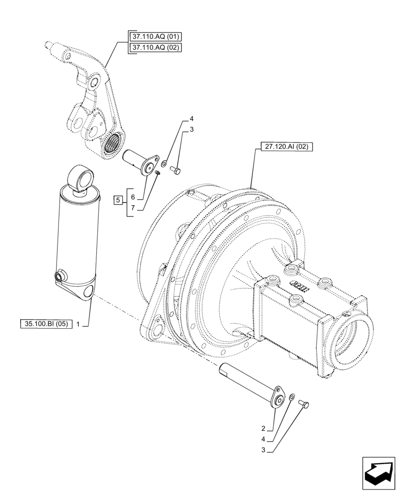 Схема запчастей Case IH PUMA 165 - (35.100.BI[03]) - VAR - 391170, 758071, 758072, 758073, 758074 - LIFT CYLINDER (35) - HYDRAULIC SYSTEMS