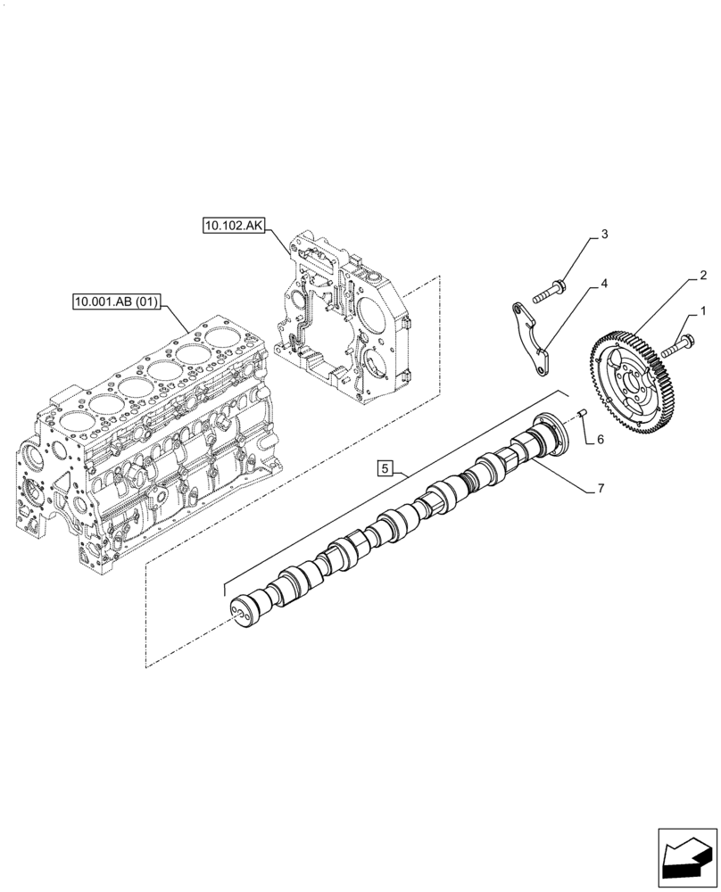 Схема запчастей Case IH F4HE96841 J102 - (10.106.AA) - CAMSHAFT, 4088 (10) - ENGINE