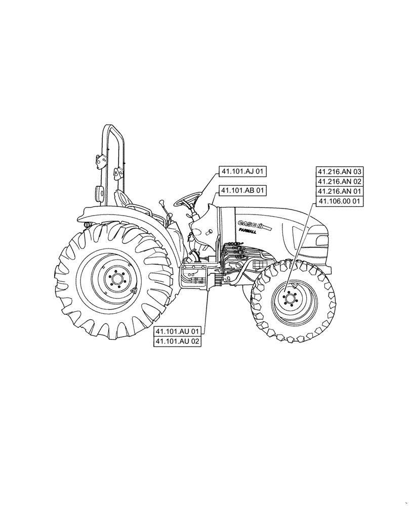 Схема запчастей Case IH FARMALL 35C - (00.000.41[01]) - PICTORIAL INDEX - STEERING, FARMALL 30C, 35C (00) - GENERAL & PICTORIAL INDEX