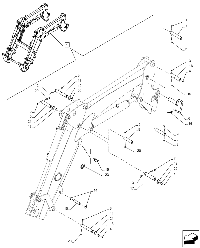 Схема запчастей Case IH FARMALL 105C - (82.100.BG[02]) - VAR - 334489, 339489, 336734, 336735, 336736, 339739 - LOADER ARM, PIN (82) - FRONT LOADER & BUCKET