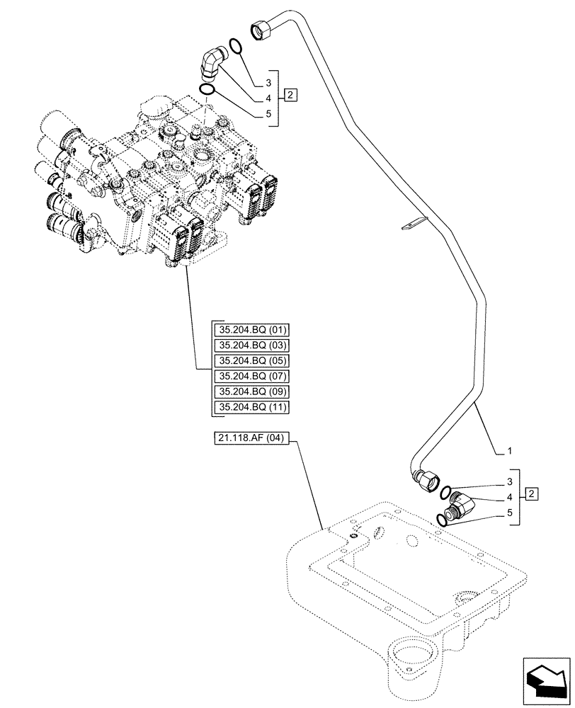 Схема запчастей Case IH PUMA 185 CVT - (35.204.BJ[09]) - VAR - 391170, 758071, 758072, 758074, 758075, 758076, 758077, 758079, 758080, 758081, 758082, 758083 - REMOTE CONTROL VALVE, LINE (35) - HYDRAULIC SYSTEMS