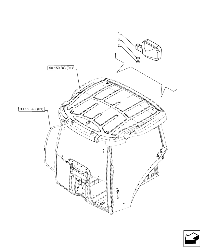 Схема запчастей Case IH PUMA 165 CVT - (55.404.BS[12]) - VAR - 391201, 758170, 758171 - WORK LIGHT, REAR, UPPER (55) - ELECTRICAL SYSTEMS