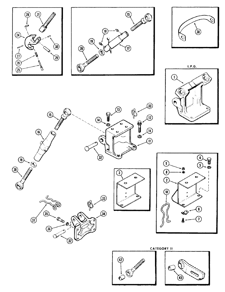 Схема запчастей Case IH 930-SERIES - (142) - THREE POINT HITCH, UPPER LIFT LINK AND SUPPORTS (06) - POWER TRAIN