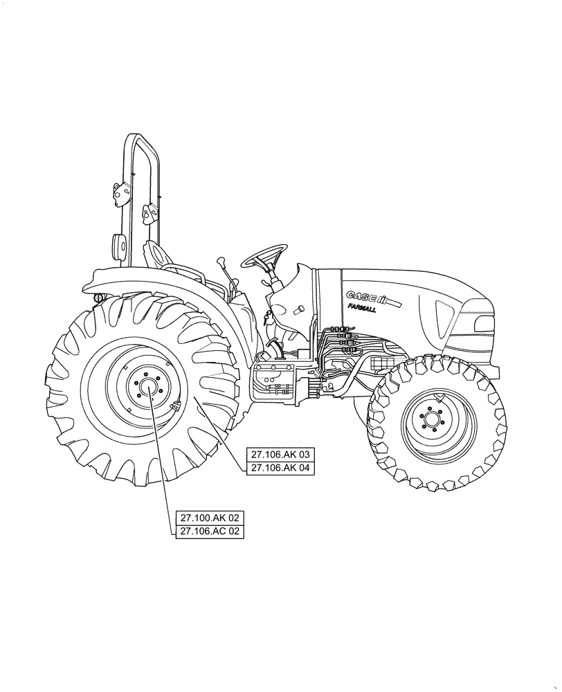 Схема запчастей Case IH FARMALL 50C - (00.000.27[02]) - PICTORIAL INDEX - REAR DRIVE AXLE, FARMALL 40C, 50C (00) - GENERAL & PICTORIAL INDEX