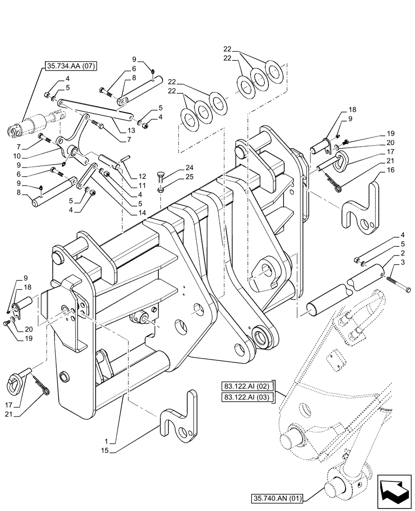 Схема запчастей Case IH FARMLIFT 632 - (89.100.AB[06]) - VAR - 749483 - CARRIER, FORK (89) - TOOLS