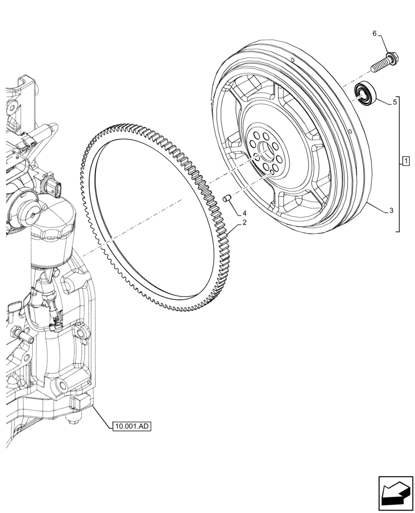 Схема запчастей Case IH FARMALL 85C - (10.103.AH[01]) - VAR - 330069, 333068, 333069, 390068 - FLYWHEEL (10) - ENGINE