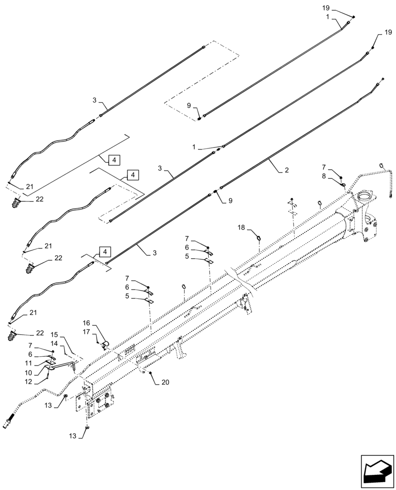 Схема запчастей Case IH DC133 - (35.100.AR) - HYDRAULIC HOSE, TONGUE (35) - HYDRAULIC SYSTEMS