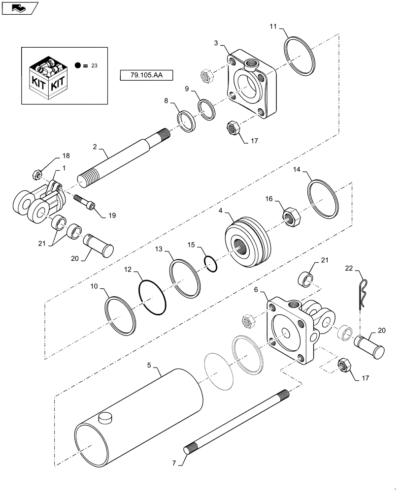 Схема запчастей Case IH 1625 - (35.944.AC[10]) - HYDRAULIC CYLINDER 4.25X27.75X2 ROD (35) - HYDRAULIC SYSTEMS