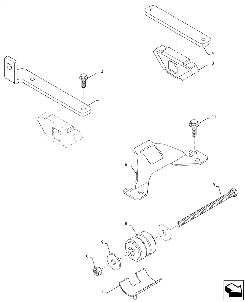 Схема запчастей Case IH MAGNUM 380 - (10.001.AK[02]) - VAR- 420228, 429199 - ENGINE MOUNTING PARTS, WITH SUSPENDED MFD AXLE, TIER 4B - 250, 280, 310, 340 (10) - ENGINE