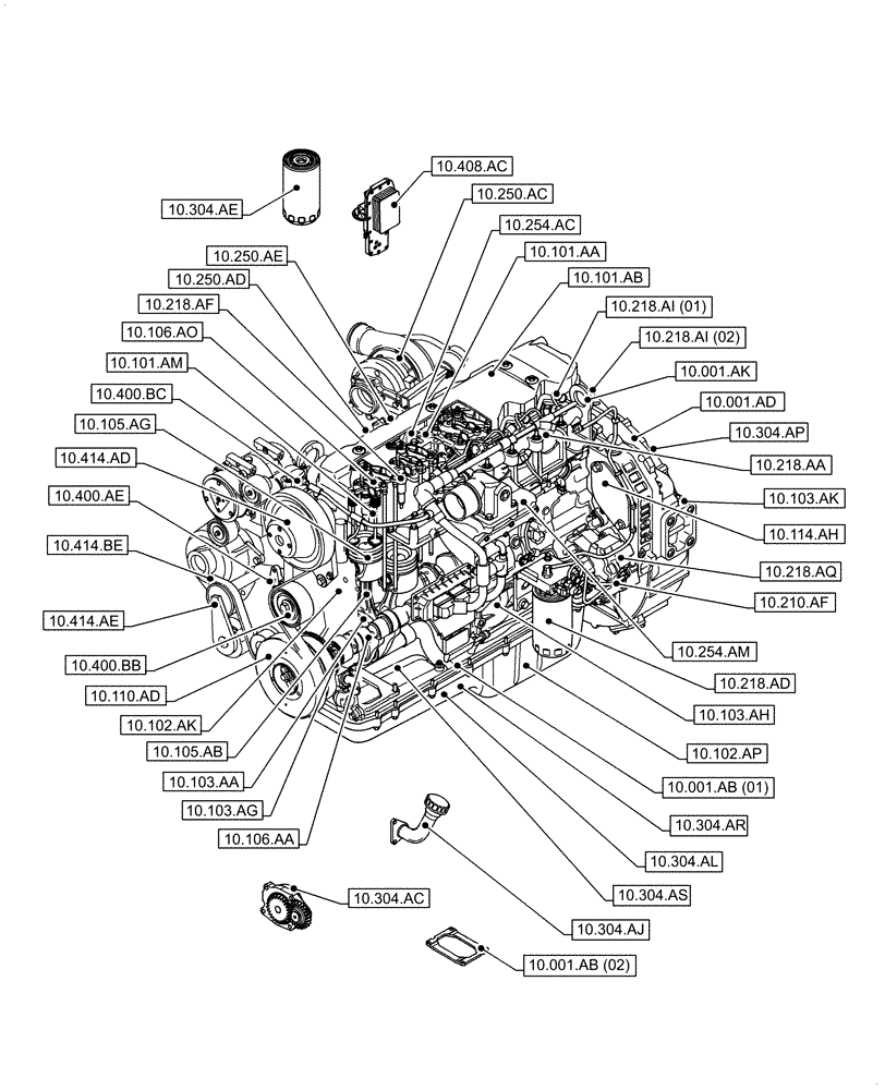 Схема запчастей Case IH F4HE96841 J102 - (00.000.10) - PICTORIAL INDEX - ENGINE (00) - GENERAL & PICTORIAL INDEX