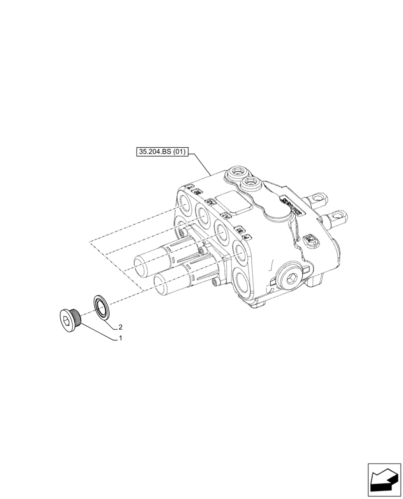 Схема запчастей Case IH FARMALL 95C - (35.204.BS[04]) - VAR - 743593, 330489, 338498 - VALVE, PLUGS (35) - HYDRAULIC SYSTEMS