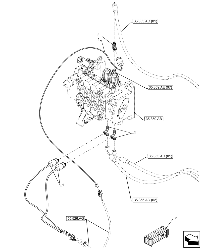 Схема запчастей Case IH FARMLIFT 935 - (55.036.AK) - VAR - 749298 - RIDE CONTROL, VALVE, PRESSURE SWITCH, DIFFERENTIAL (55) - ELECTRICAL SYSTEMS