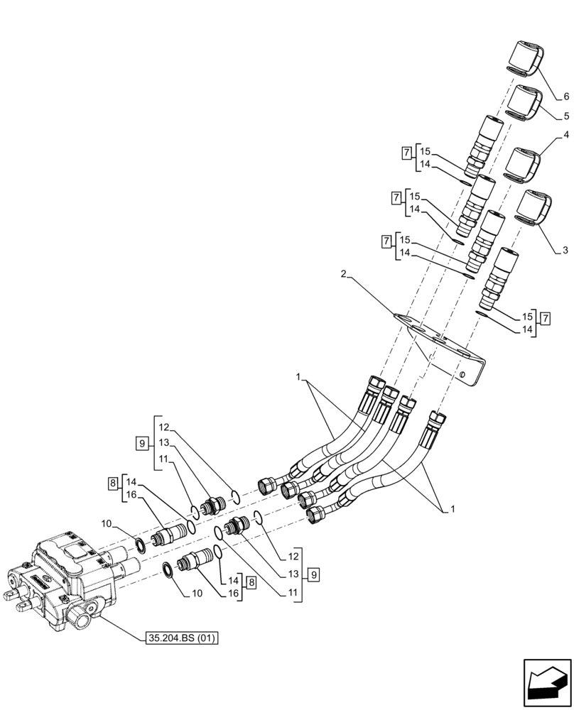 Схема запчастей Case IH FARMALL 95C - (35.701.AD) - FRONT LOADER HYDRAULIC SYSTEM (35) - HYDRAULIC SYSTEMS