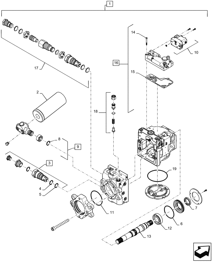 Схема запчастей Case IH PATRIOT 4440 - (29.100.AC[03]) - R H HYDROSTATIC PUMP BREAKDOWN (29) - HYDROSTATIC DRIVE