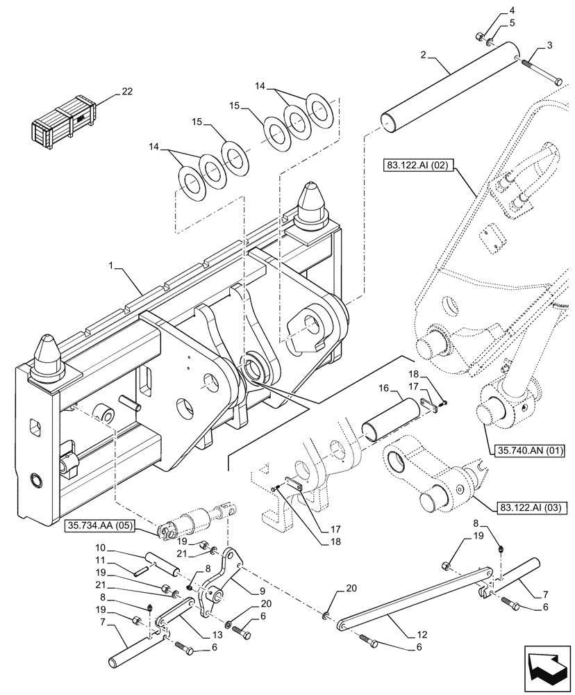 Схема запчастей Case IH FARMLIFT 635 - (89.100.AB[05]) - VAR - 749485 - CARRIER, FORK (89) - TOOLS