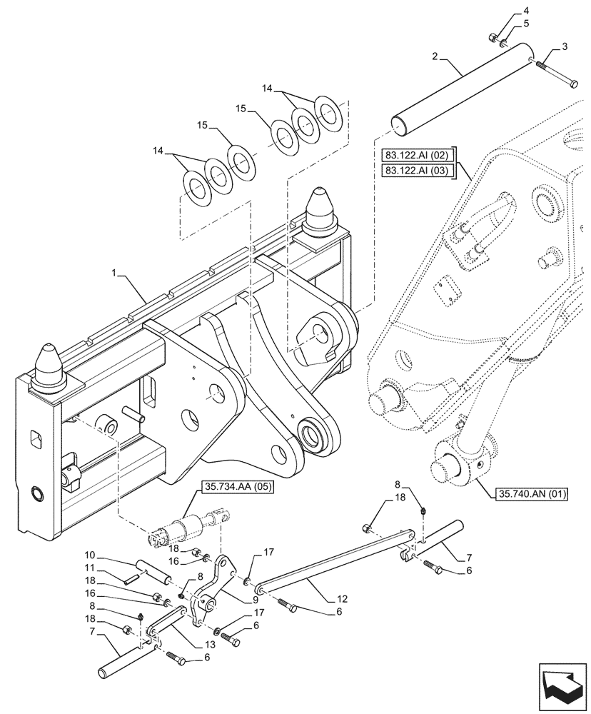 Схема запчастей Case IH FARMLIFT 632 - (89.100.AB[05]) - VAR - 749485 - CARRIER, FORK (89) - TOOLS