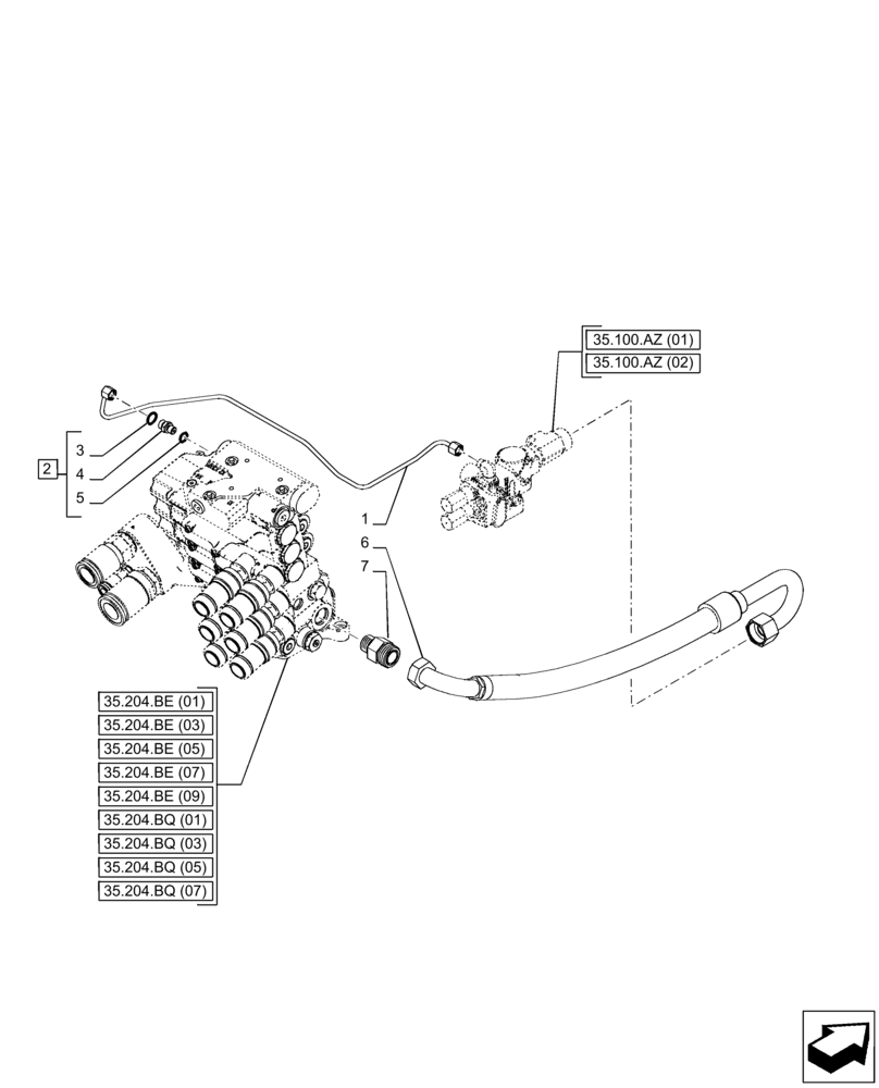 Схема запчастей Case IH PUMA 165 - (35.204.BJ[01]) - VAR - 391136, 758011, 758012, 758013, 758014, 758015, 758016, 758017, 758018, 758019, 758020, 758021 - REMOTE CONTROL VALVE, LINE (35) - HYDRAULIC SYSTEMS