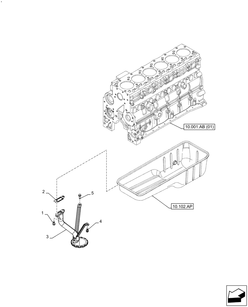 Схема запчастей Case IH F4HE96841 J102 - (10.304.AL) - ENGINE OIL, SUCTION TUBE, 4088 (10) - ENGINE