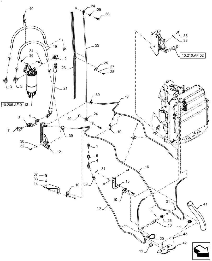 Схема запчастей Case IH QUADTRAC 540 - (10.210.AF[01]) - FUEL LINE (10) - ENGINE