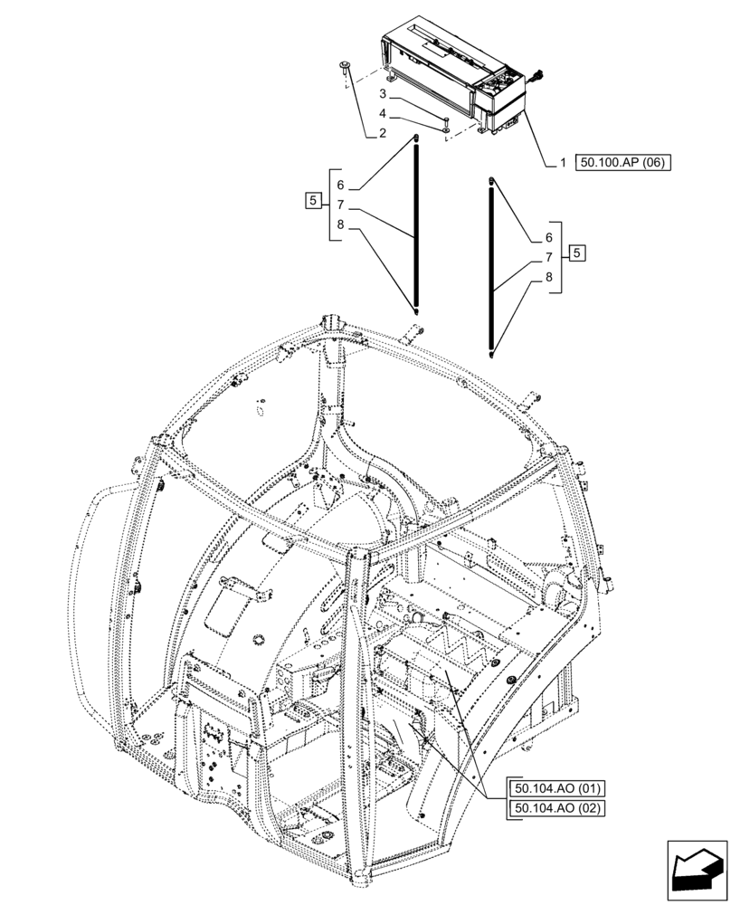 Схема запчастей Case IH PUMA 220 CVT - (50.100.AP[04]) - VAR - 758256, 758258, 758259, 758260, 758261, 758262, 758263, 758264, 758265 - AIR CONDITIONING WITH ATC, AIR CONDITIONER (50) - CAB CLIMATE CONTROL