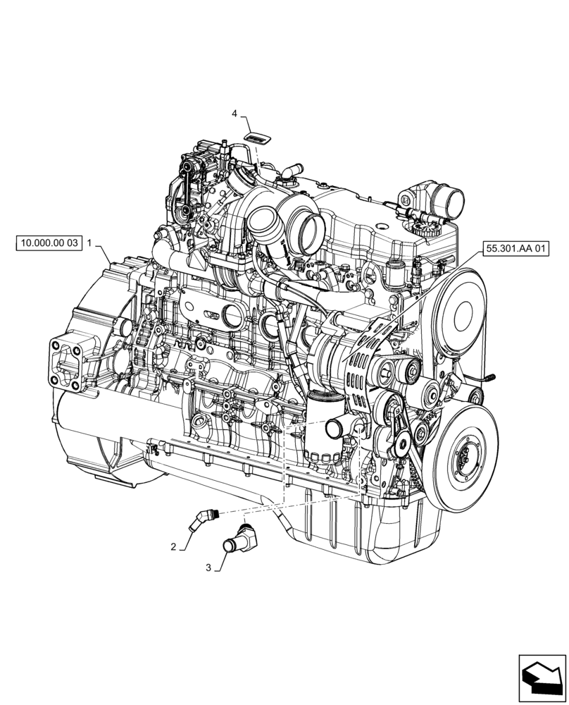 Схема запчастей Case IH PATRIOT 3340 - (10.001.AD[01]) - ENGINE INSTALL (10) - ENGINE