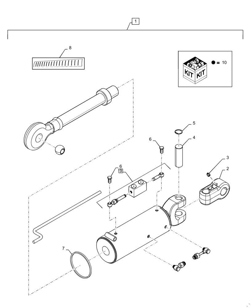 Схема запчастей Case IH MAGNUM 290 - (37.120.AA[05]) - TOP LINK, HYDRAULIC, BALL END, CAT 3 (37) - HITCHES, DRAWBARS & IMPLEMENT COUPLINGS