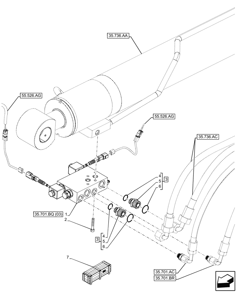 Схема запчастей Case IH FARMLIFT 742 - (35.701.BQ[01]) - VAR - 749298 - RIDE CONTROL, VALVE (35) - HYDRAULIC SYSTEMS
