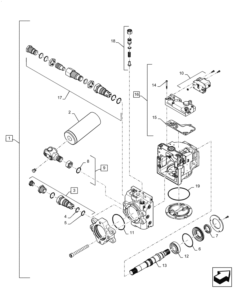 Схема запчастей Case IH PATRIOT 4440 - (29.100.AC[02]) - LH HYDROSTATIC PUMP BREAKDOWN (29) - HYDROSTATIC DRIVE