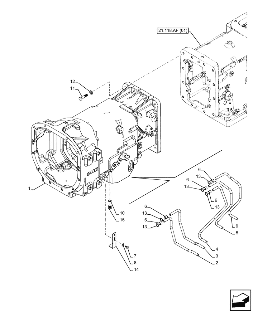 Схема запчастей Case IH FARMALL 105C - (21.120.AB[03]) - VAR - 391069 - GEARBOX, HI-LO, W/O CAB (21) - TRANSMISSION