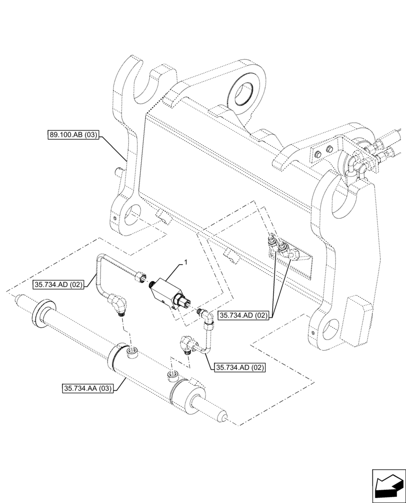 Схема запчастей Case IH FARMLIFT 742 - (35.734.AC[02]) - VAR - 749148 - QUICK COUPLER, VALVE (35) - HYDRAULIC SYSTEMS