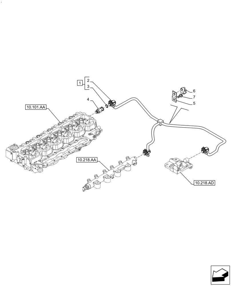 Схема запчастей Case IH F4HE96841 J102 - (10.218.AI[02]) - FUEL LINE, 4088 (10) - ENGINE