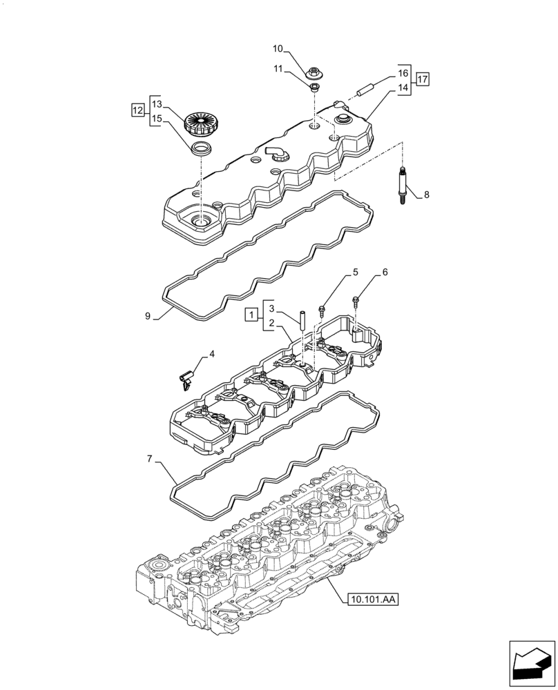 Схема запчастей Case IH F4HE96841 J102 - (10.101.AB) - CYLINDER HEAD, COVER, 4088 (10) - ENGINE