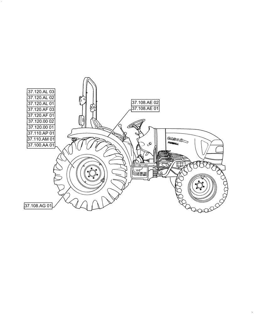 Схема запчастей Case IH FARMALL 35C - (37.000.00[01]) - SECTION INDEX - TOWING HOOK AND BALLASTING, FARMALL 30C, 35C (37) - HITCHES, DRAWBARS & IMPLEMENT COUPLINGS