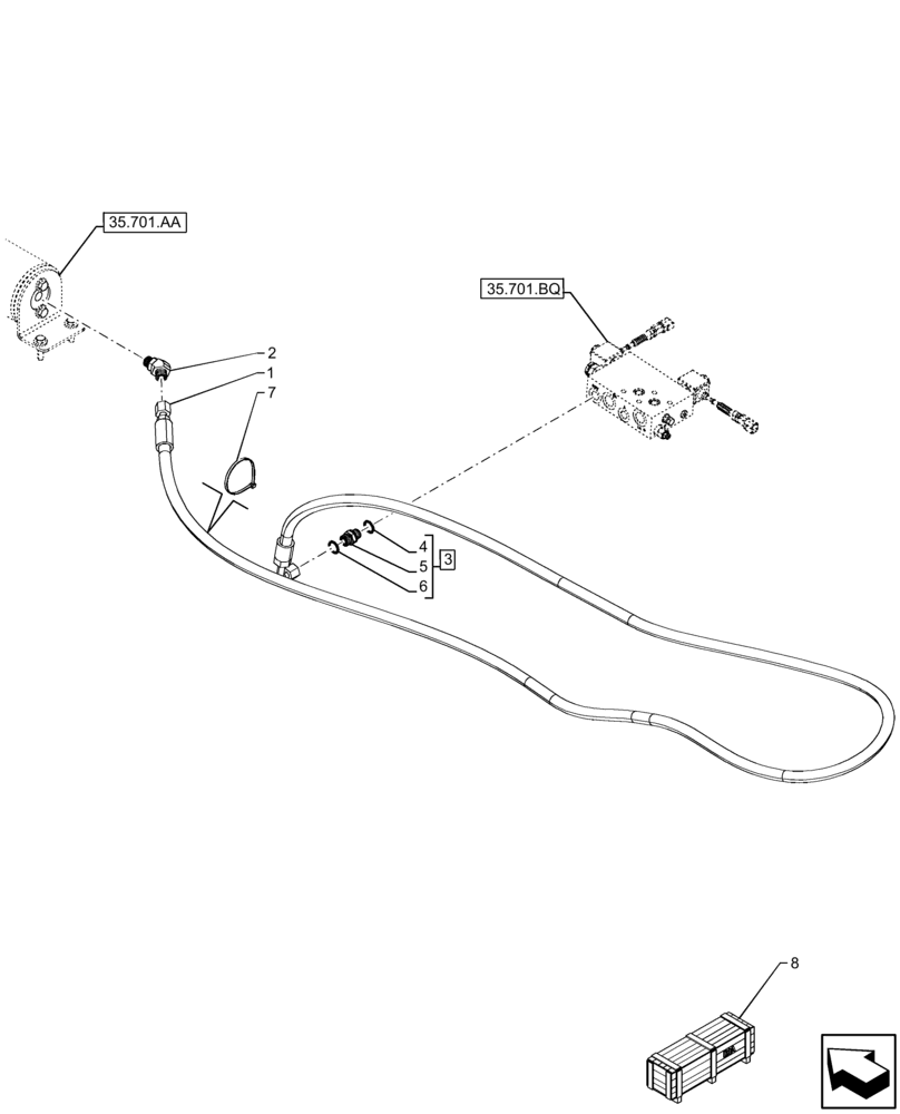 Схема запчастей Case IH FARMLIFT 735 - (35.701.AC) - VAR - 749298 - RIDE CONTROL, ACCUMULATOR, HYDRAULIC LINE (35) - HYDRAULIC SYSTEMS
