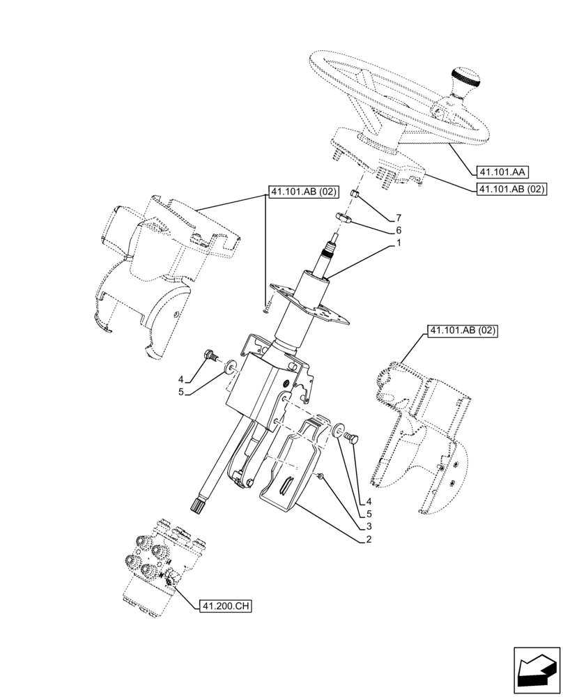 Схема запчастей Case IH FARMLIFT 742 - (41.101.AB[01]) - STEERING COLUMN (41) - STEERING