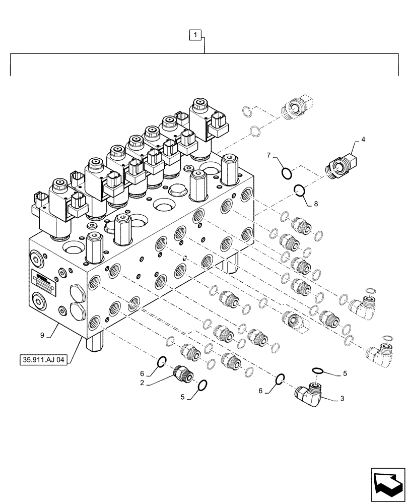 Схема запчастей Case IH PATRIOT 3340 - (35.911.AJ[03]) - 8 BANK CONTROL VALVE ASSY (35) - HYDRAULIC SYSTEMS