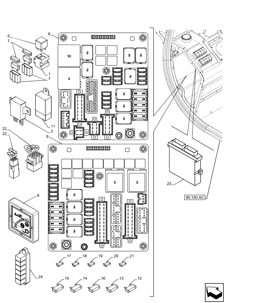 Схема запчастей Case IH FARMLIFT 525 - (55.100.DO) - FUSE BOX, MODULE (55) - ELECTRICAL SYSTEMS