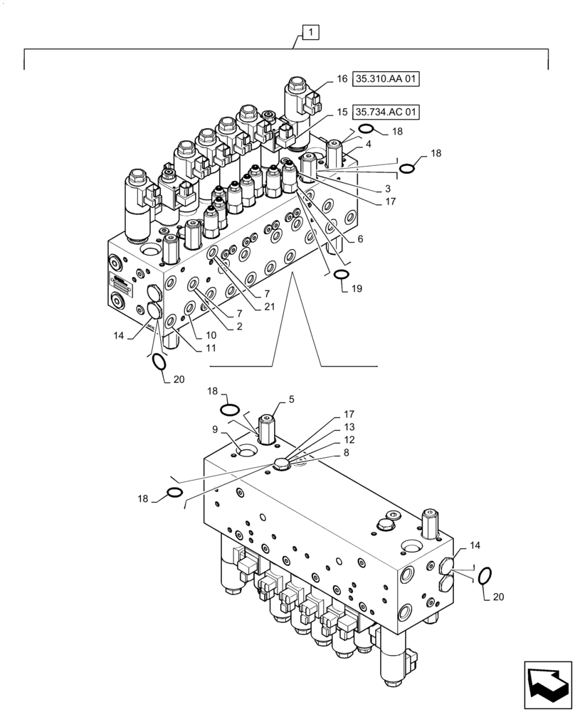 Схема запчастей Case IH PATRIOT 4440 - (35.911.AJ[04]) - 8 BANK CONTROL VALVE (35) - HYDRAULIC SYSTEMS