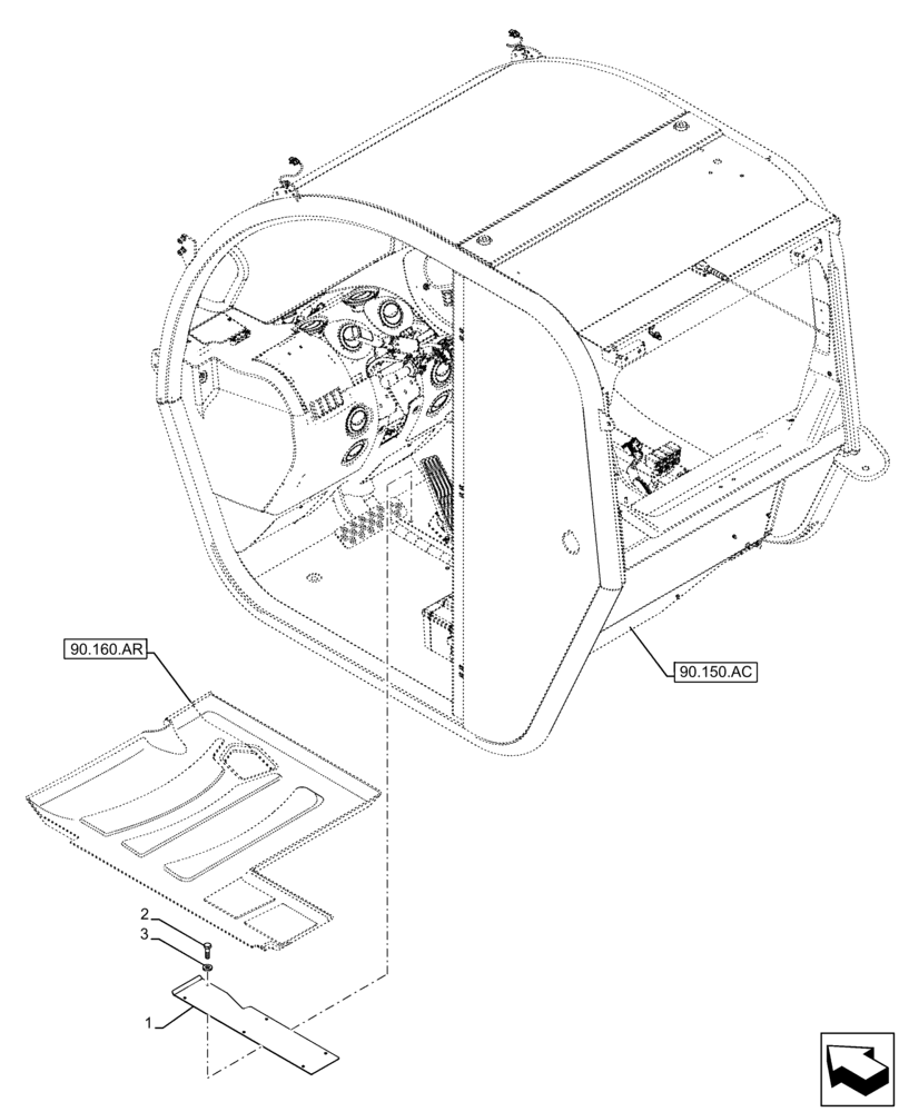 Схема запчастей Case IH FARMLIFT 735 - (90.160.CF) - CAB MAIN WIRE HARNESS, COVER (90) - PLATFORM, CAB, BODYWORK AND DECALS