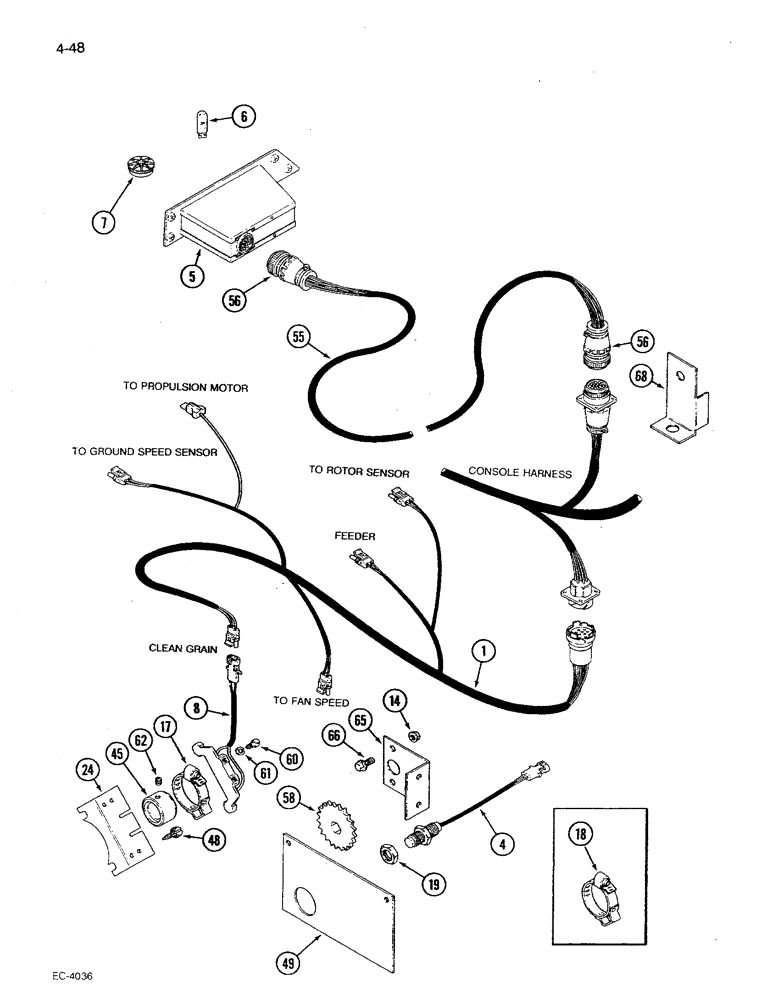 Схема запчастей Case IH 1680 - (4-048) - SHAFT SPEED MONITOR CONTROL, P.I.N. JJC0117060 AND AFTER (06) - ELECTRICAL