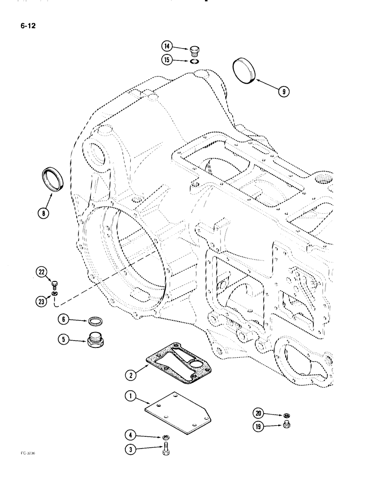 Схема запчастей Case IH 2096 - (6-012) - TRANSMISSION HOUSING COVERS AND PLUGS, TRACTORS WITHOUT HITCH (06) - POWER TRAIN