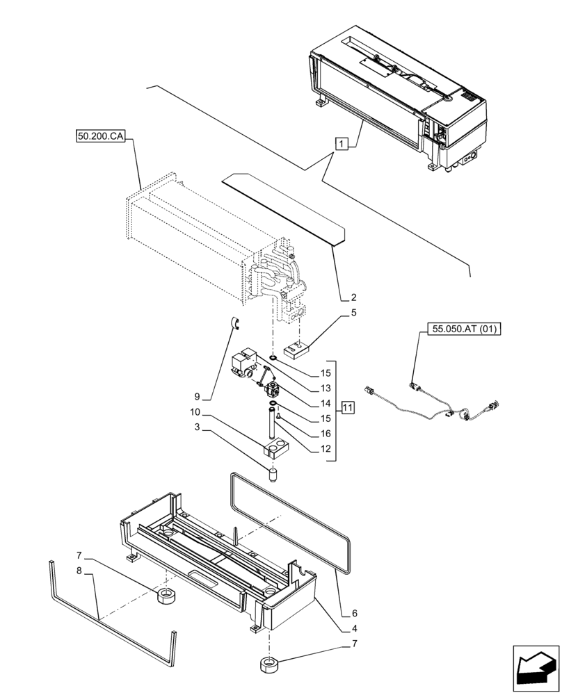 Схема запчастей Case IH PUMA 220 CVT - (50.100.AP[03]) - VAR - 391176, 758255, 758257 - AIR CONDITIONER, COMPONENTS (50) - CAB CLIMATE CONTROL