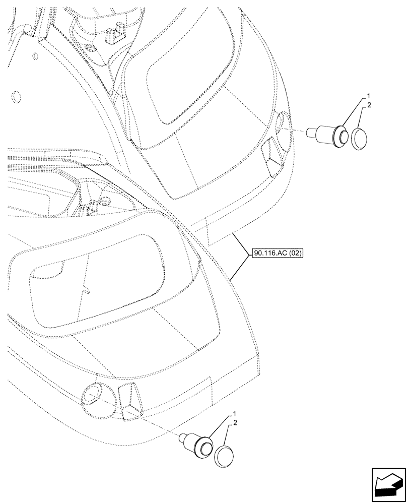 Схема запчастей Case IH FARMALL 105C - (55.048.AD) - VAR - 334278, 391035 - PTO, FENDER, CONTROL, HI-LO, CAB (55) - ELECTRICAL SYSTEMS