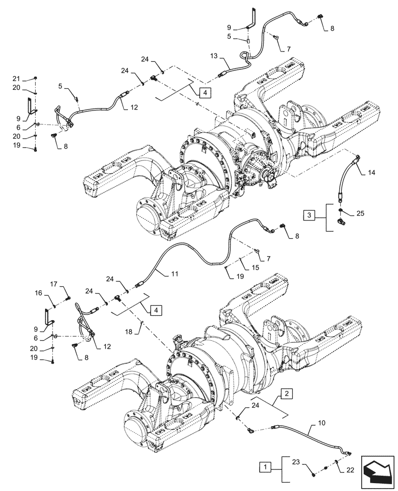 Схема запчастей Case IH QUADTRAC 580 - (48.134.AJ[01]) - TRACK ASSY TENSIONER LINES, BSN ZFF304744 (48) - TRACKS & TRACK SUSPENSION