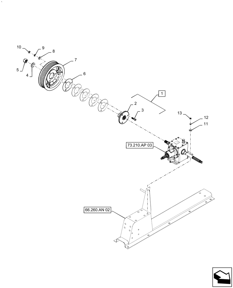 Схема запчастей Case IH AF4077 - (73.210.AP[02]) - STRAW CHOPPER, HOUSING, GEAR, SUPPORT (73) - RESIDUE HANDLING